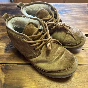 Uggs neumel ankle chestnut brown chukka suede sheepskin lined booties women’s 7